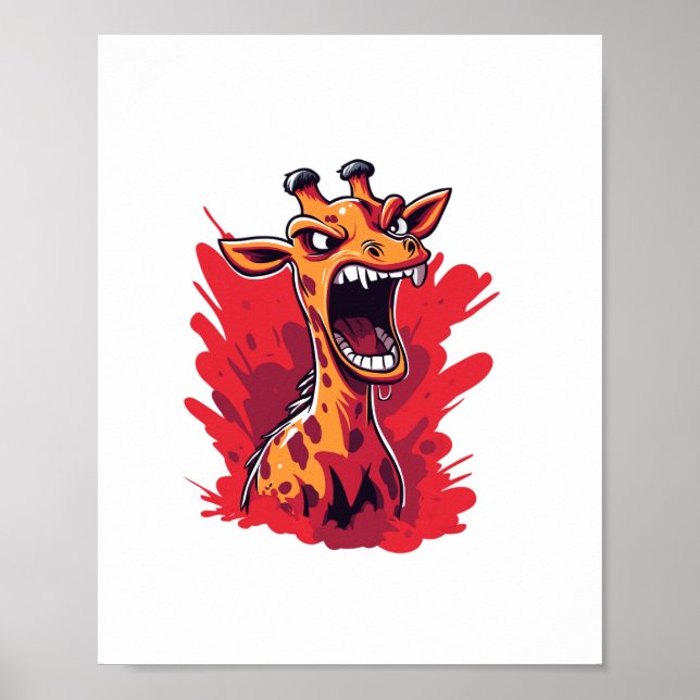 Angry Giraffe Graphic Funny Giraffe Kawaii   Poster (Front)