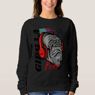 Angry Girilla Music Enjoy Beats Graphic Monkey Ani Sweatshirt