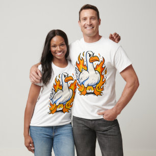 Angry Goose on Fire Funny Chaos Bird T-Shirt