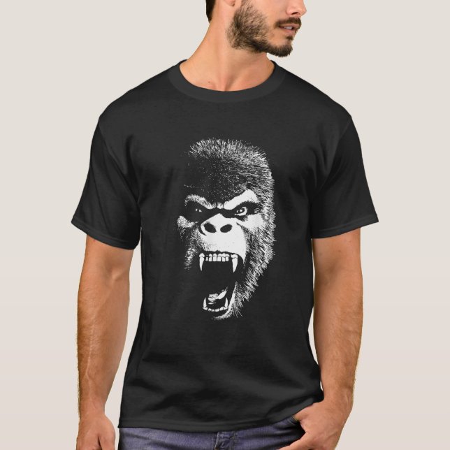 Angry Gorilla Fierce Ape Face T-Shirt (Front)