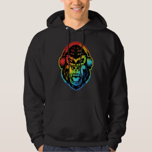 Angry Gorilla Headphone Colourful Hoodie