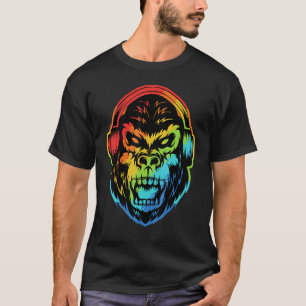 Angry Gorilla Headphone Colourful T-Shirt