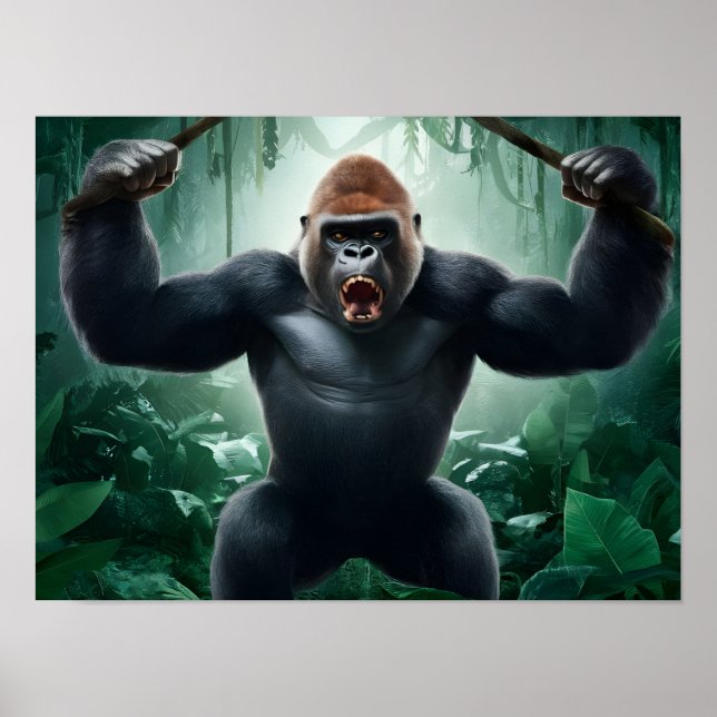 Angry Gorilla in Jungle Poster (Front)