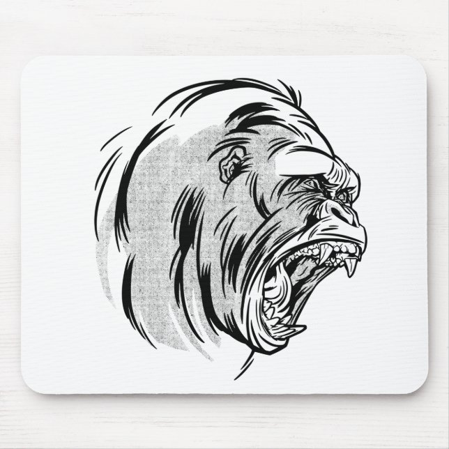 Angry Gorilla King Of Jungle Design Mouse Pad (Front)