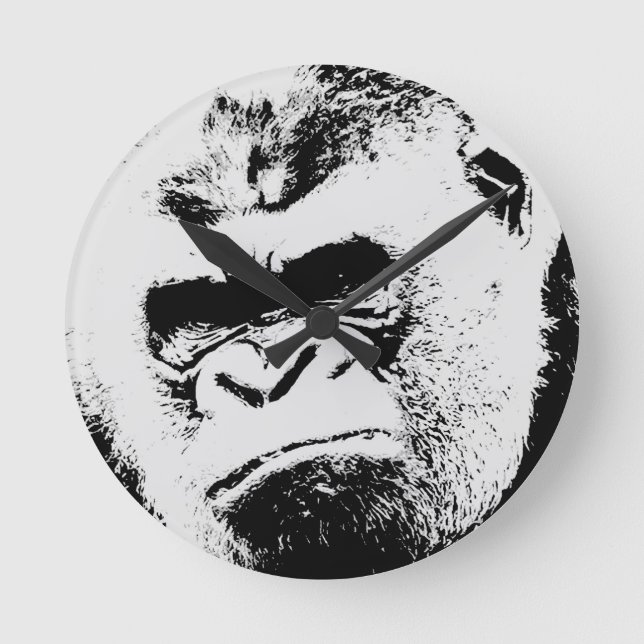 Angry Gorilla Round Clock (Front)