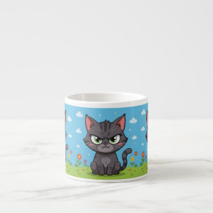 Angry gray little cat espresso cup