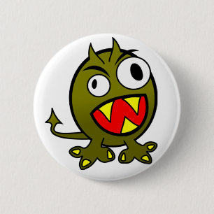 Angry Green Monster 6 Cm Round Badge