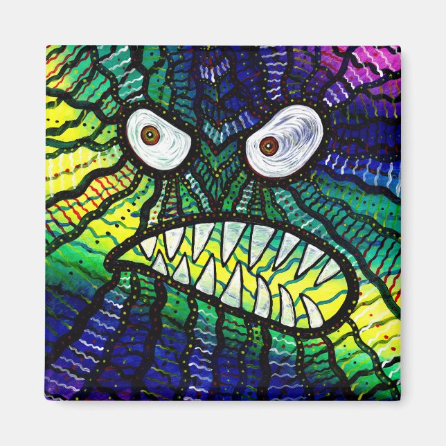Angry Green Monster Teeth Magnet (Front)