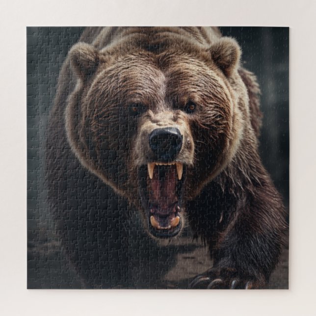 Angry Grizzly Bear Wildlife Animal Portrait  Jigsaw Puzzle (Vertical)