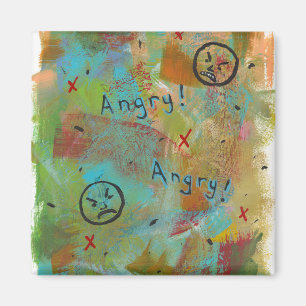 Angry grouchy yuck face mad fun contemporary art magnet