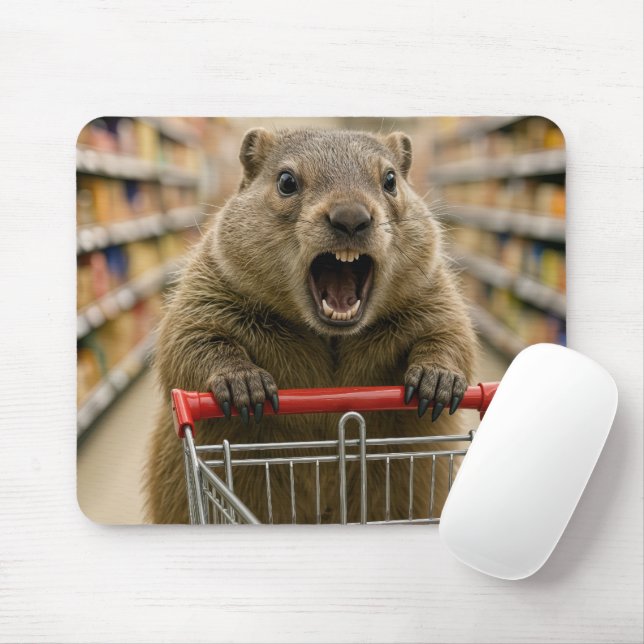 Angry Groundhog Grocery Shopper Mouse Pad (With Mouse)