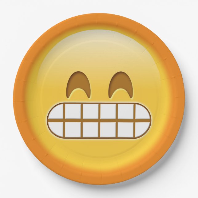 angry, grumpy emoji paper plate (Front)