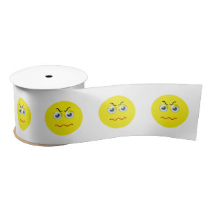 Angry Grumpy Emoji Satin Ribbon
