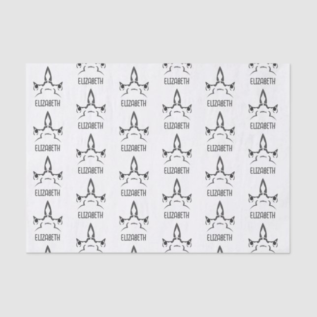 Angry Hammerhead Shark Line Art Tissue Paper (Front)