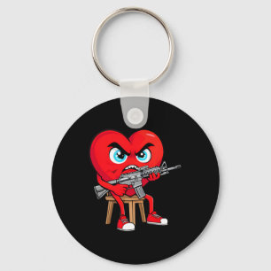 Angry Heart Anti Valentine Gun Happy Valenitne Men Key Ring