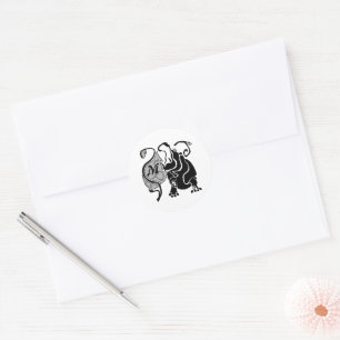 Angry Hippo Monogram Classic Round Sticker