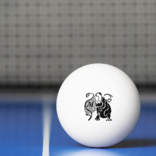 Angry Hippo Monogram Ping Pong Ball
