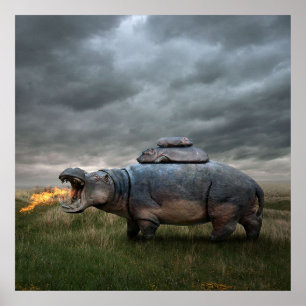 Angry hippo mother poster