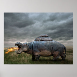 Angry hippo mother poster