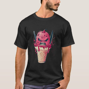 Angry Ice Cream Cone With Knive Grimly Icecream So T-Shirt