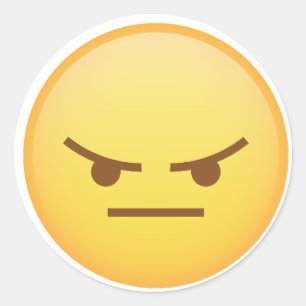 angry imoji yellow face image classic round sticker