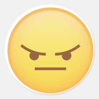 angry imoji yellow face image classic round sticker