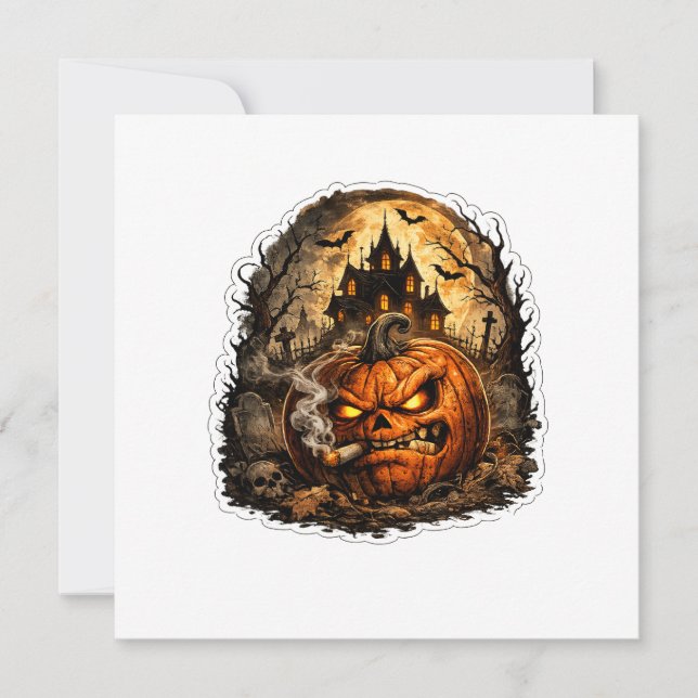 🎃 Angry Jack O' Lantern Halloween Sticker | Spook Invitation (Front)