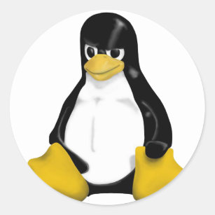 ANGRY LINUX TUX PENGUIN CLASSIC ROUND STICKER