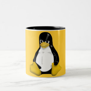 ANGRY LINUX TUX PENGUIN Two-Tone COFFEE MUG