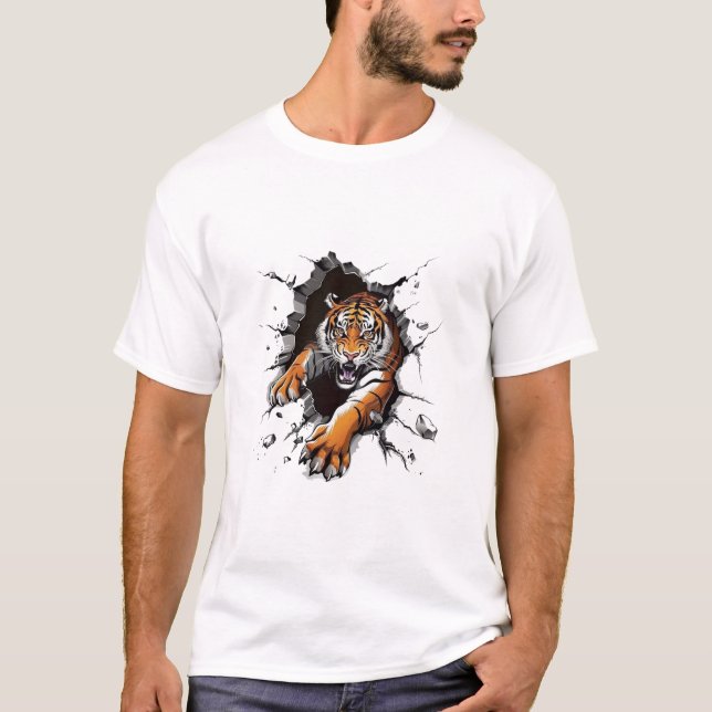 Angry Lion Strong Paw testing Luxury T-Shirt (Front)