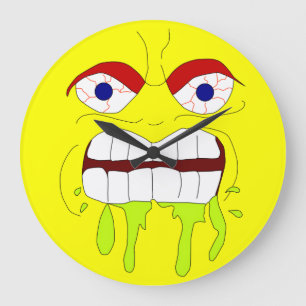 Angry Mad Face Round Clock