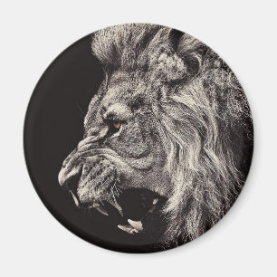 Angry Male Lion Magnet