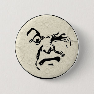 Angry Man in the Moon Face 6 Cm Round Badge