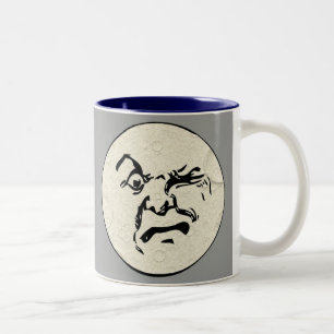 Angry Man in the Moon Face Two-Tone Coffee Mug