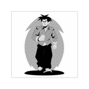 Angry man walking self-inking stamp