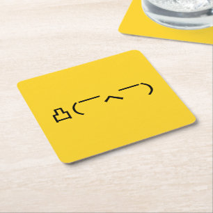 Angry Middle Finger Emoticon Japanese Kaomoji Square Paper Coaster