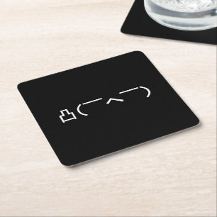 Angry Middle Finger Emoticon Japanese Kaomoji Square Paper Coaster
