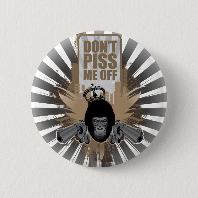 Angry Monkey with Gun 6 Cm Round Badge (Front)