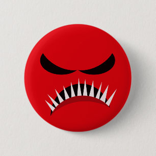 Angry Monster With Evil Eyes and Sharp Teeth Red 6 Cm Round Badge