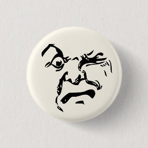 Angry moon face 3 cm round badge