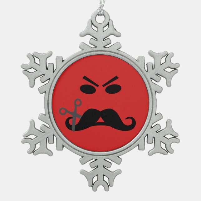 Angry Moustache Smiley custom ornament (Front)