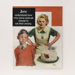 Angry Mum and Ruined Cake - Vintage Funny Jigsaw Puzzle