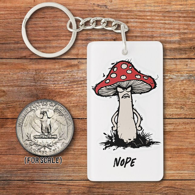 Angry Mushroom Drawing Sarcastic Phrase Bag Charm Key Ring (Creator Uploaded)