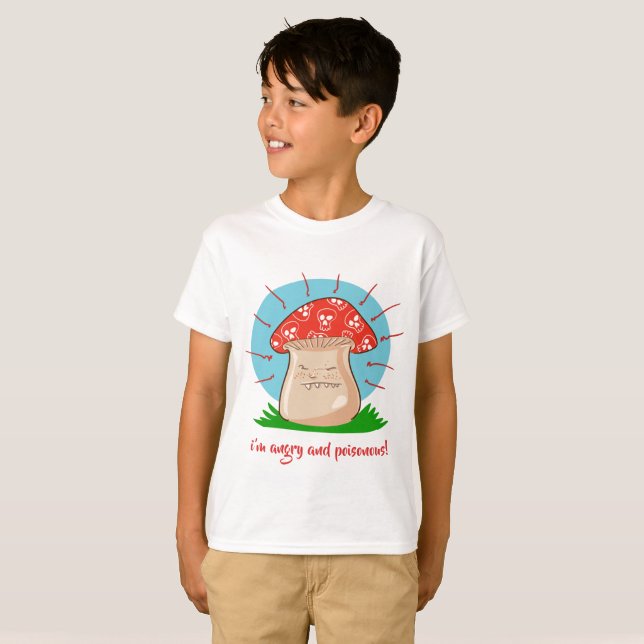 angry mushroom funny cartoon T-Shirt (Front Full)