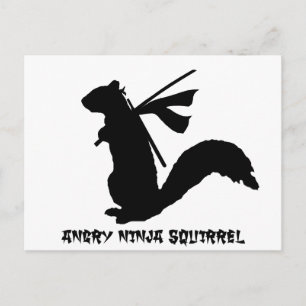 Angry Ninja Squirrel Collection Postcard