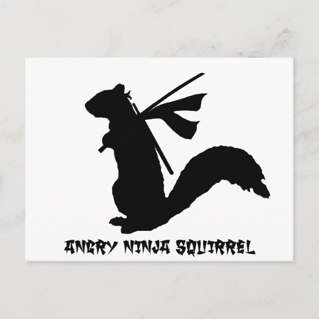 Angry Ninja Squirrel Collection Postcard (Front)