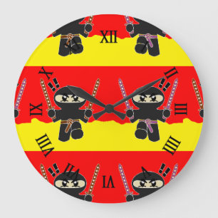 Angry ninjas large clock