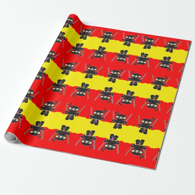 Angry ninjas wrapping paper (Unrolled)