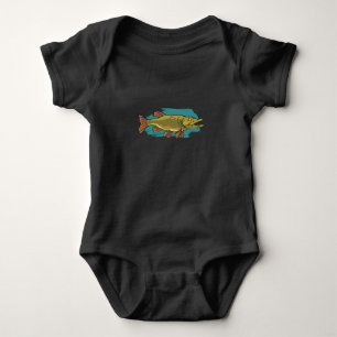 Angry Northern Pike, Catch Big Predatory Fish Baby Bodysuit