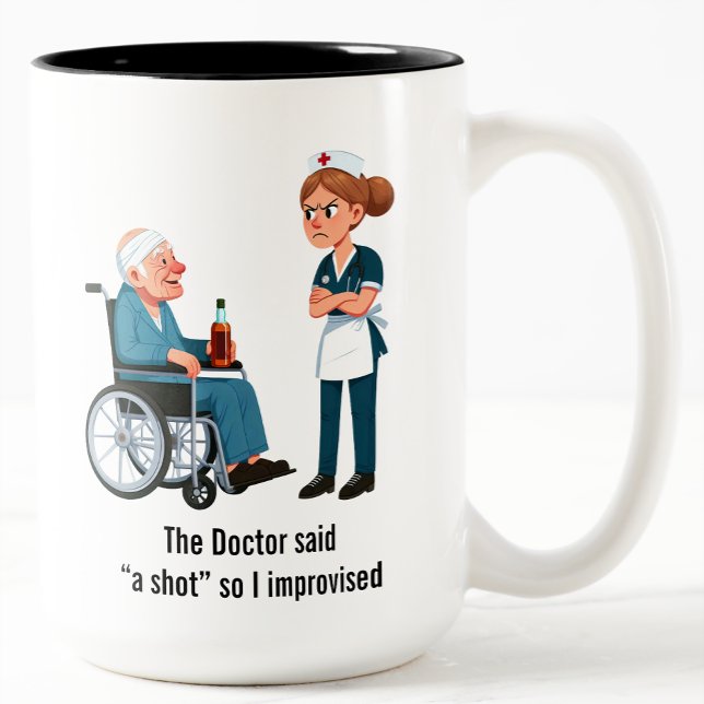 Angry Nurse Scolding Drunk Patient Two-Tone Coffee Mug (Creator Uploaded)